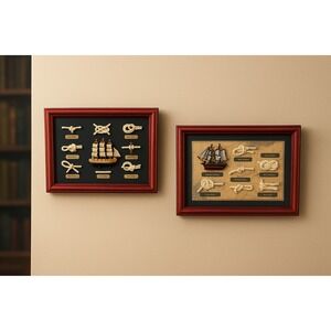 NAUTICAL Maritime Knot & Ship Shadow Box Set | Cutty Sark 1869 Model | Sailing